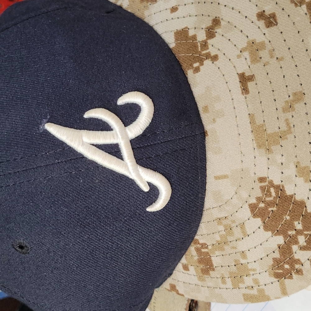 Atlanta Braves New Era 59Fifty Official Baseball Hat Cap Fitted 7 Navy Camo